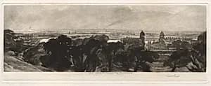 London from Greenwich by Frank Short (British, 1857–1945)