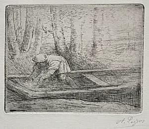 Man in a Punt by Alphonse Legros (French, 1837–1911)