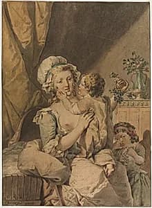 Mother with Two Children by Henri Chevaux (French, 1723–1789)
