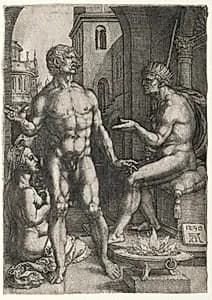 Mucius Saevola by Heinrich Aldegrever (German, 1502–1555/61)