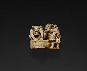 Netsuke with Demon Bathing by Unknown Artist