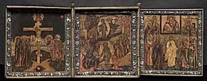 Portable Triptych Icon by Unknown Artist