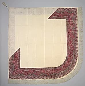 Printed Silk Turnover Shawl by Unknown Artist