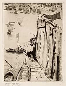River Wall, Oporto by Orville Houghton Peets (American, 1884–1968)