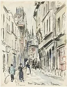 Rue Damiette, Rouen by Camille Pissarro (French, 1830–1903)