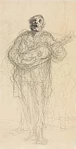Singing Guitarist (recto) by Honoré Daumier (French, 1808–1879)