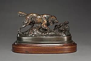 Spaniel Pointing a Rabbit by Antoine-Louis Barye (French, 1796–1875)