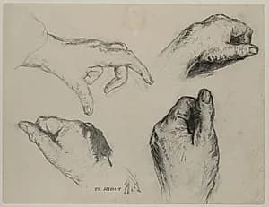 Study of Hands (recto) by Théodule Ribot (French, 1823–1891)
