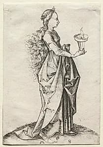 The Fifth Wise Virgin by Martin Schongauer (German, c. 1450–1491)