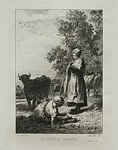 The Little Cowherds by Charles-Émile Jacque (French, 1813–1894)