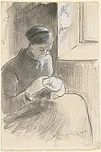 The Mender by Camille Pissarro (French, 1830–1903)