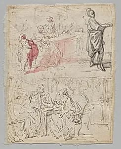 Theatre Scene (recto) by Gabriel de Saint-Aubin (French, 1724–1780)
