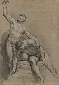 Two Male Nudes by Louis de Boullogne (French, 1654–1733)
