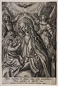 Virgin Crowned by Two Angels by Hieronymus Wierix (Flemish, 1553–1619)