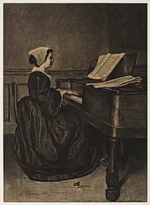 Woman at the Spinet by François Bonvin (French, 1817–1887)