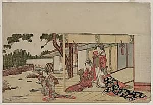 Women on a Veranda by Hishikawa Sōri III (Sōji) (Japanese)