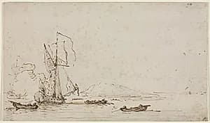 Yacht Receiving Salute by Willem van de Velde (Dutch, c. 1611–1693)