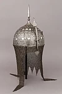 Helmet, Arm Guard, and Shield by Unknown Artist