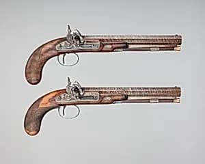 Pair of Pellet-Lock Pistols with Case with Accessories by Charles Moore