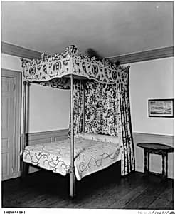Bed hanging, blue-resist textile by Unknown Artist