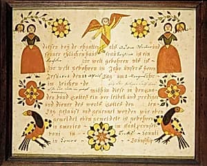 Birth and Baptismal Certificate by Unknown Artist