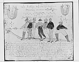 Drawing of a Hunt by Friederich Krebs