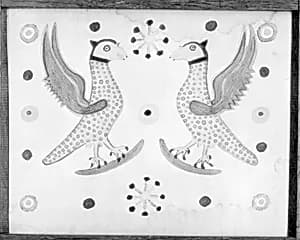 Drawing of Two Confronted Griffons by Unknown Artist