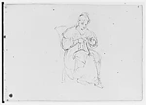 Female Figure Sewing (from Sketchbook) by Asher Brown Durand
