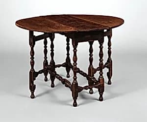Oval table with falling leaves by Unknown Artist