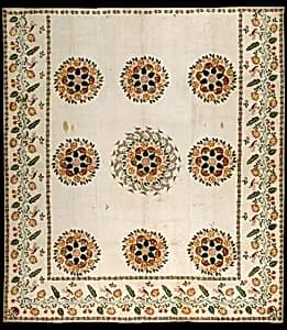 Wholecloth stenciled coverlet by Unknown Artist