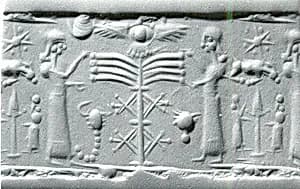 Cylinder seal with cultic scene by Unknown Artist