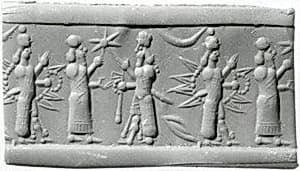 Cylinder seal with cultic scene by Unknown Artist