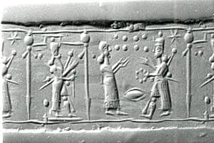 Cylinder seal with cultic scene by Unknown Artist