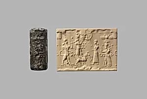 Cylinder seal with cultic scene by Unknown Artist