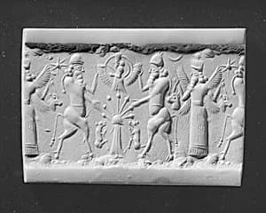 Cylinder seal with cultic scene by Unknown Artist