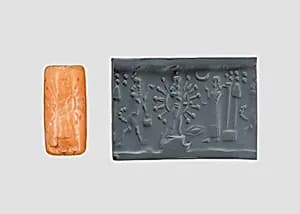 Cylinder seal with cultic scene by Unknown Artist