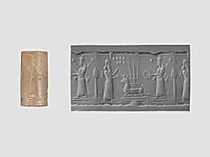 Cylinder seal with cultic scene by Unknown Artist