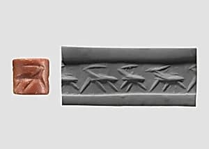 Cylinder seal with horned animals by Unknown Artist
