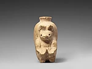 Jar with bear figurine by Unknown Artist