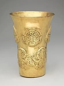 Beaker, Faces and Frogs by Lambayeque (Sicán) artist(s)