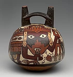 Bottle with masked figure