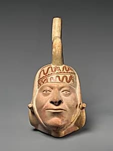 Bottle with portrait head by Moche artist(s)