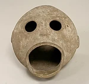 Ceramic Monkey Head Vessel by Unknown Artist