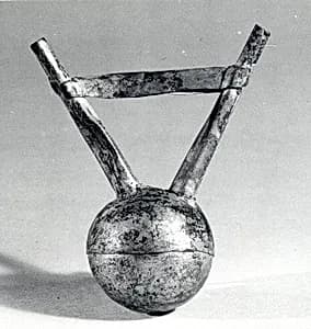 Double Spouted Miniature Silver Vessel by Unknown Artist
