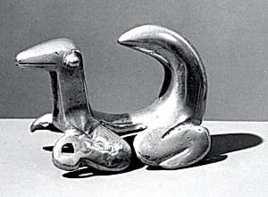 Gold Curly Tailed Animal Pendant by Unknown Artist