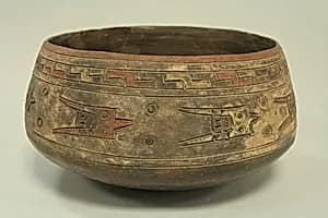 Incised Painted Bowl with Birds by Unknown Artist