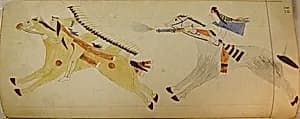 Maffet Ledger: Two Mounted Indians by Unknown Artist