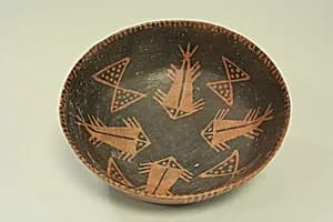 Orangeware Bowl with Fish Motif by Unknown Artist