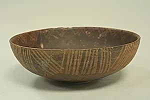 Orangeware Bowl with Lines by Unknown Artist