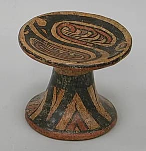 Painted Ceramic Pedestal Plate by Unknown Artist